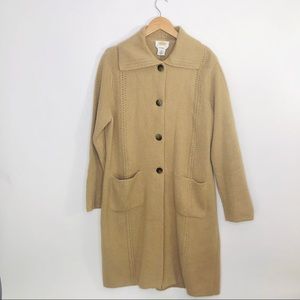 Talbots Camel/Tan Button-Front Knit Long Cardigan